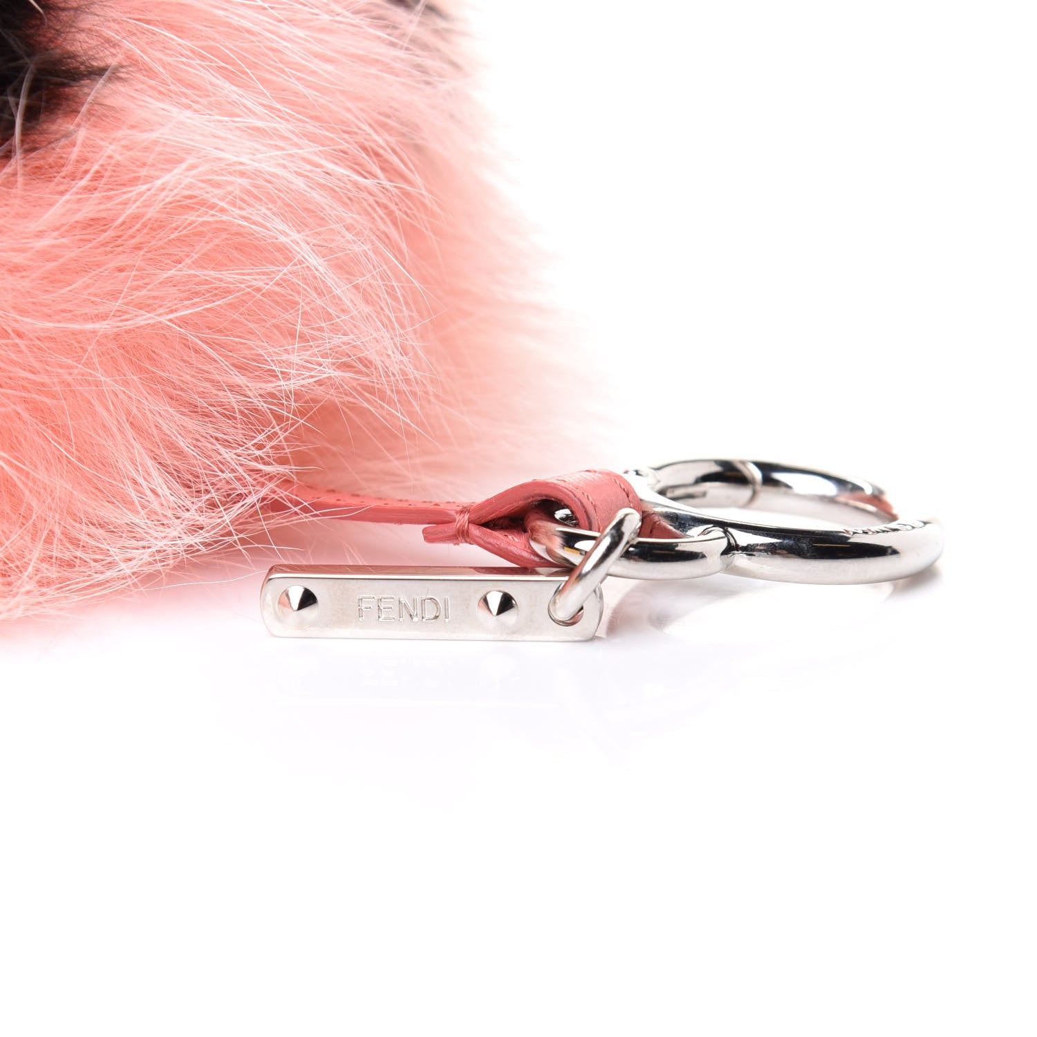 Fendi Fox Fur Y ABCharm Bag Charm Pink Black 3 of 5