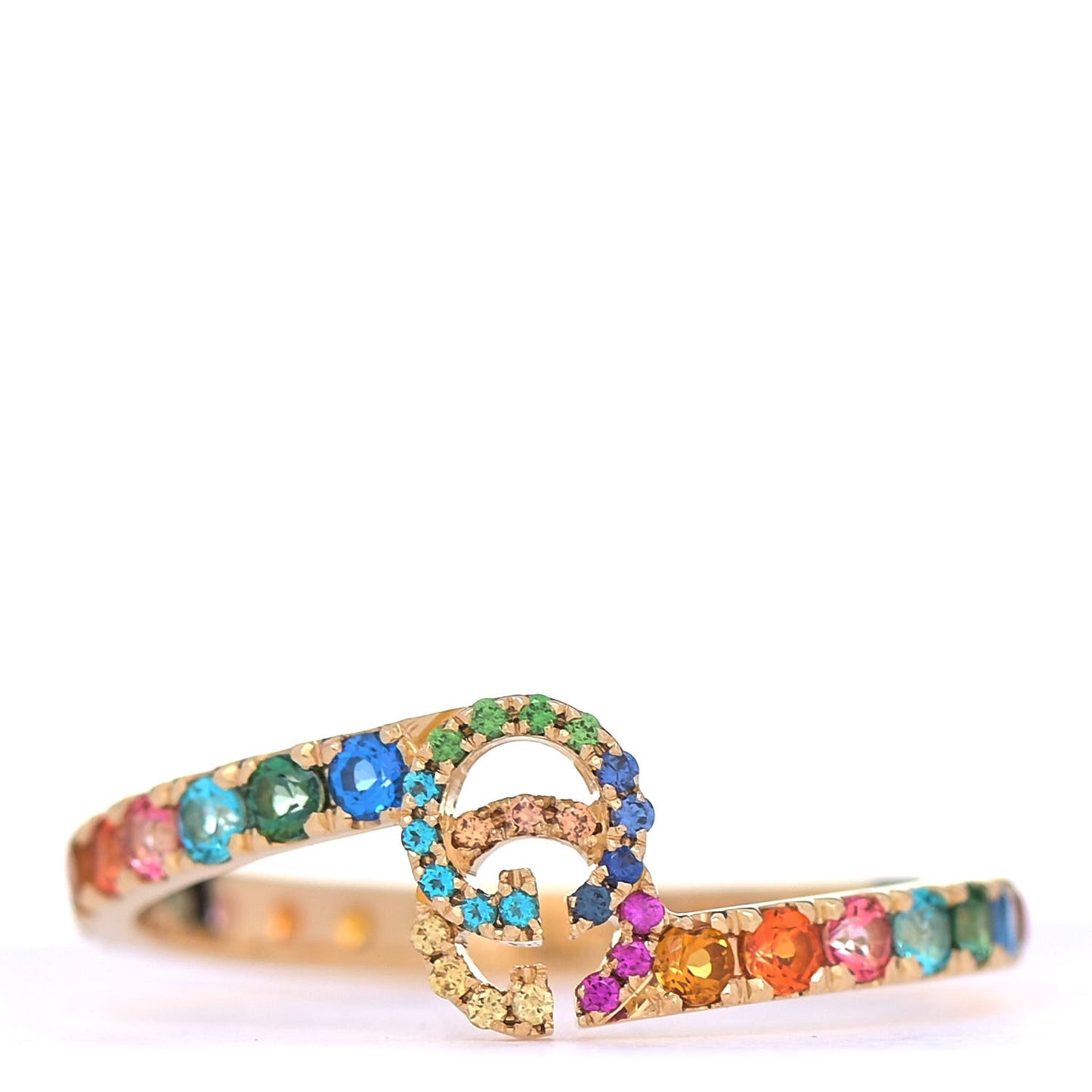 18K Yellow Gold Mixed Gemstone Running GG Ring 54 6.75