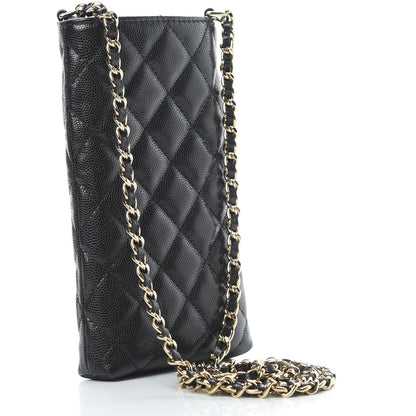 Chanel Caviar Quilted French New Wave Phone Holder With Chain Black 3 of 12
