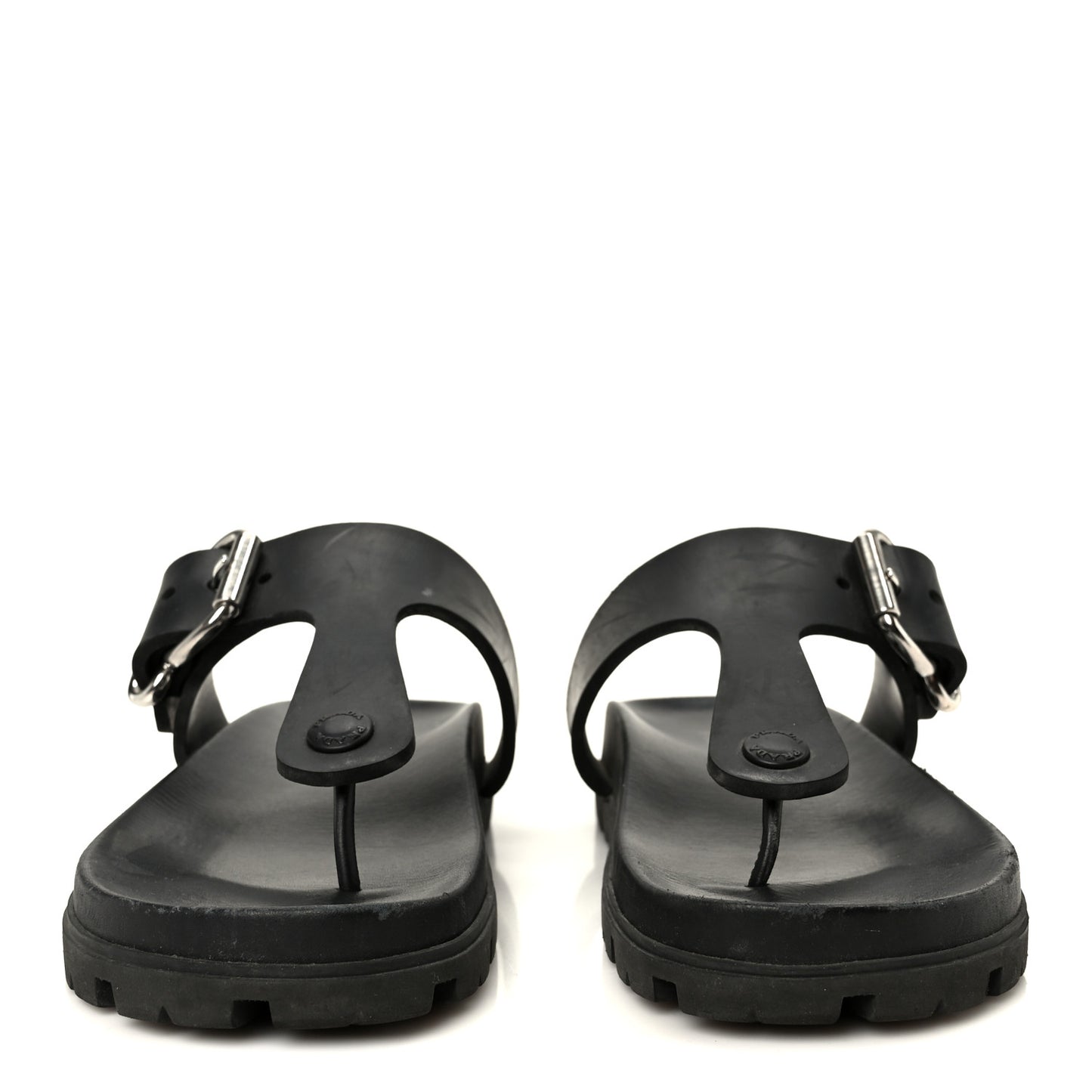 EVA Rubber Buckled Lug Sole 20mm Thong Sandals 38 Black