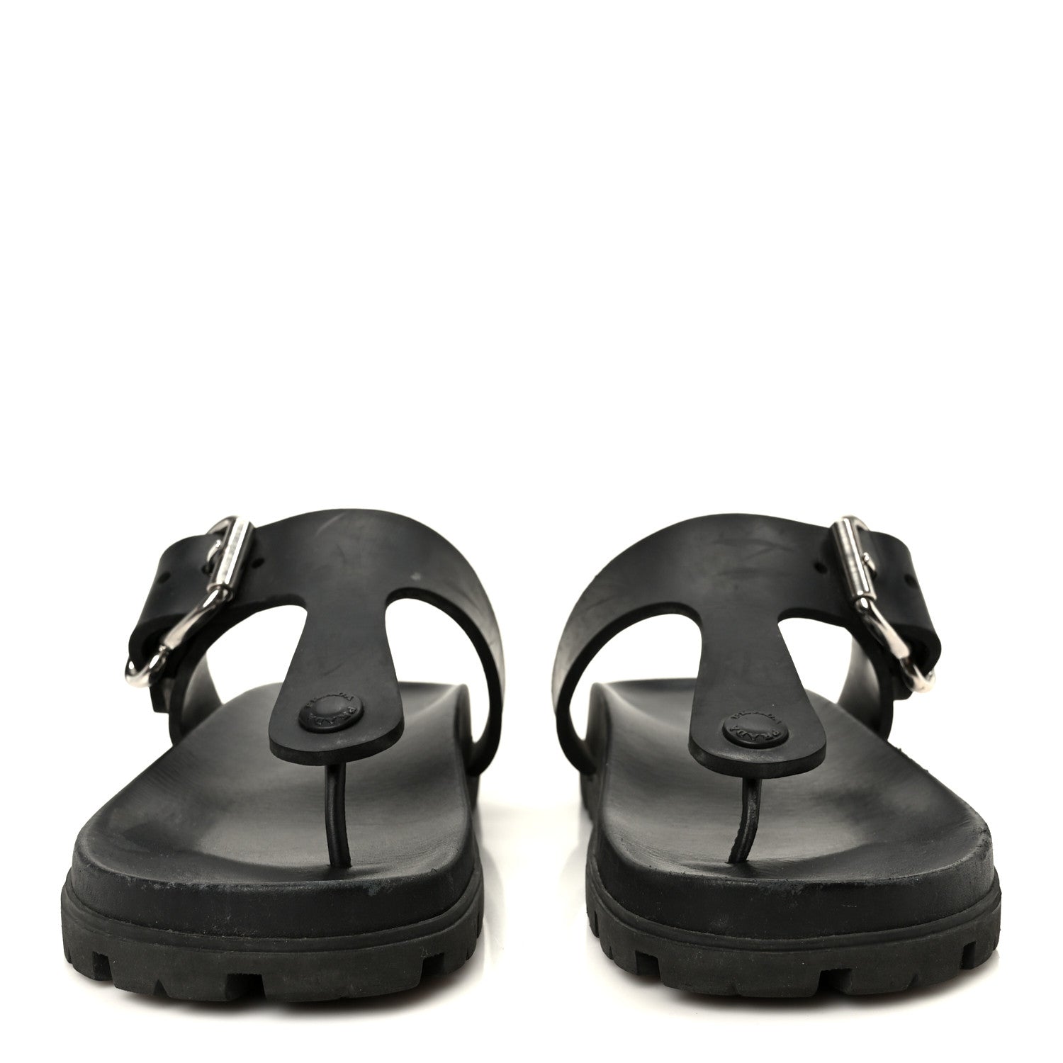 Prada EVA Rubber Buckled Lug Sole 20mm Thong Sandals 38 Black 3 of 10
