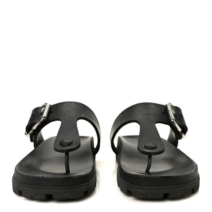 Prada EVA Rubber Buckled Lug Sole 20mm Thong Sandals 38 Black 3 of 10