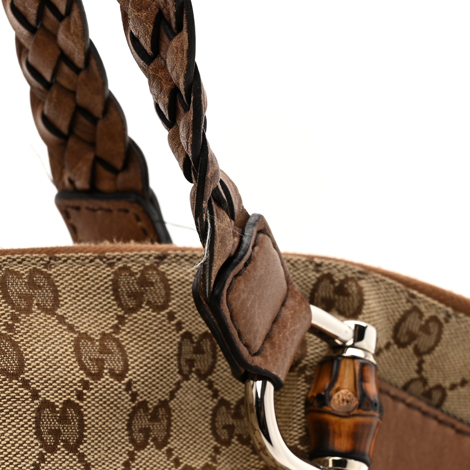 Gucci Monogram Bamboo Bar Medium Tote Brown 15 of 16