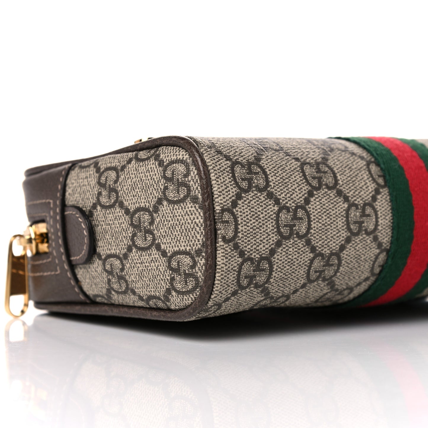 GG Supreme Monogram Web Small Ophidia Belt Bag 85 34 Dark Brown