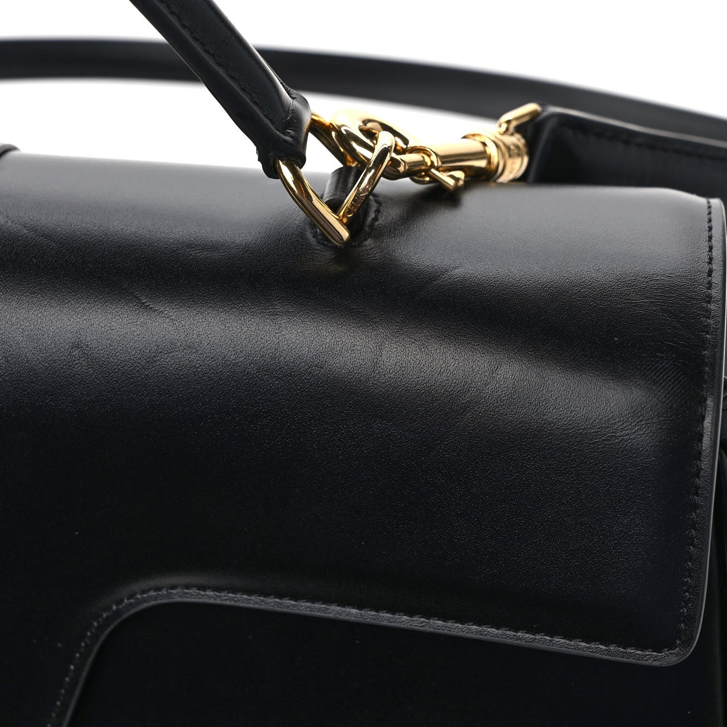 Satinated Calfskin Medium 16 Top Handle Bag Black