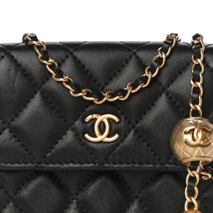 Chanel Lambskin Quilted Pearl Crush Clutch With Chain Black 12 of 12