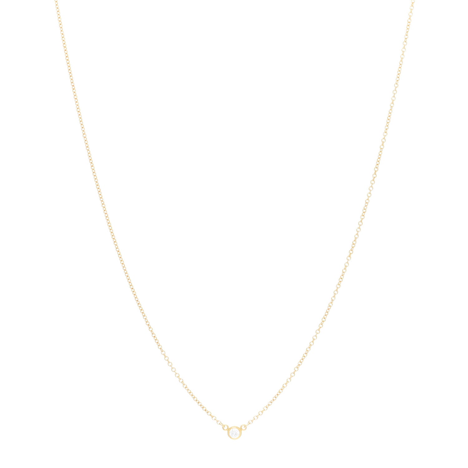 Tiffany 18K Yellow Gold Diamond .05ct Elsa Peretti Diamonds by the Yard Pendant Necklace 1 of 3