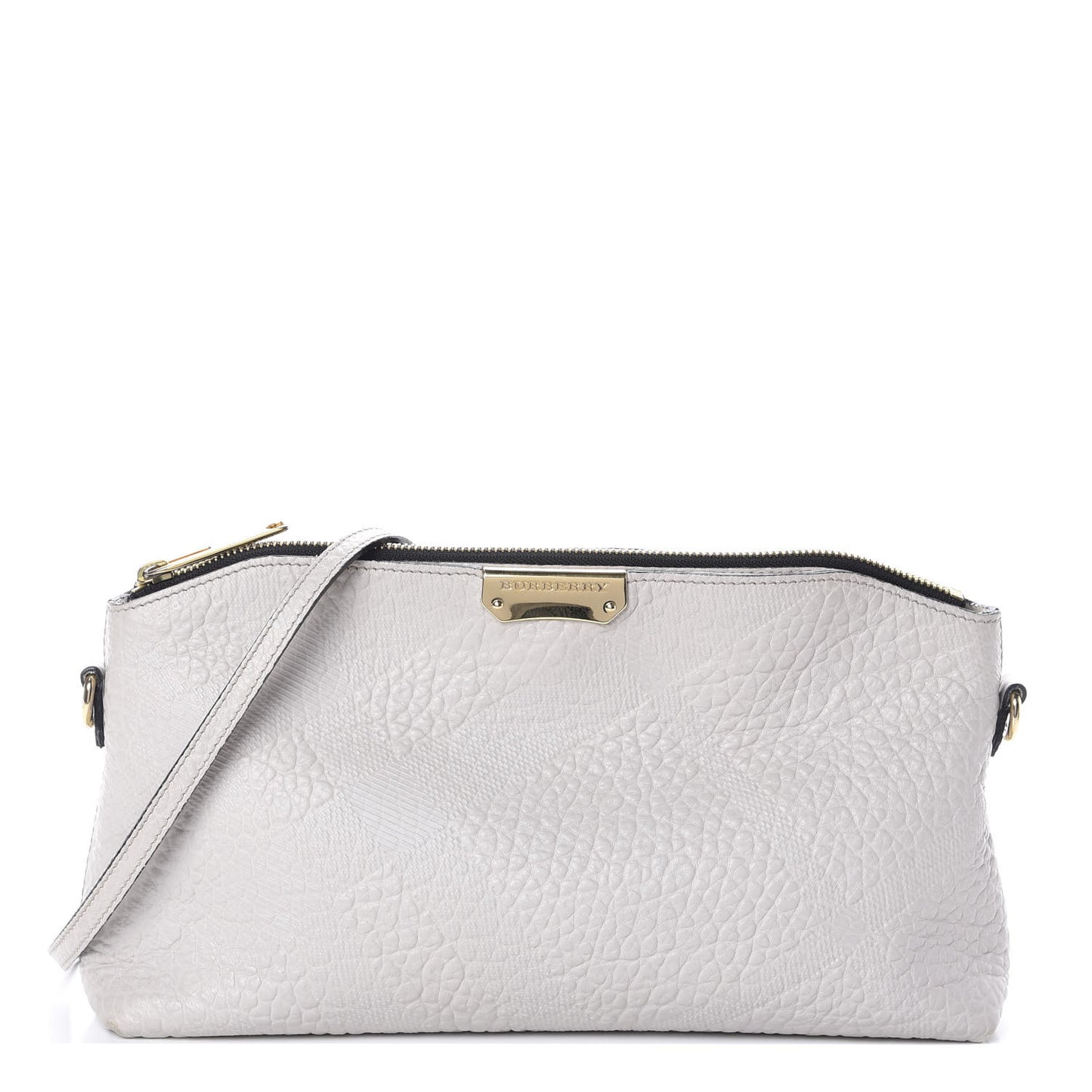 Signature Grain Calfskin Check Embossed Small Chichester Crossbody Clutch Bag Pale Grey