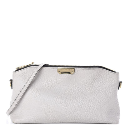 Burberry Signature Grain Calfskin Check Embossed Small Chichester Crossbody Clutch Bag Pale Grey 1 of 9