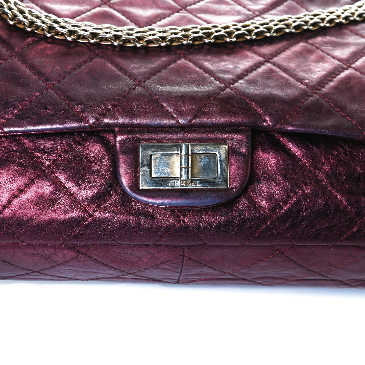Metallic Aged Calfskin Quilted 2.55 Reissue 226 Flap Dark Red