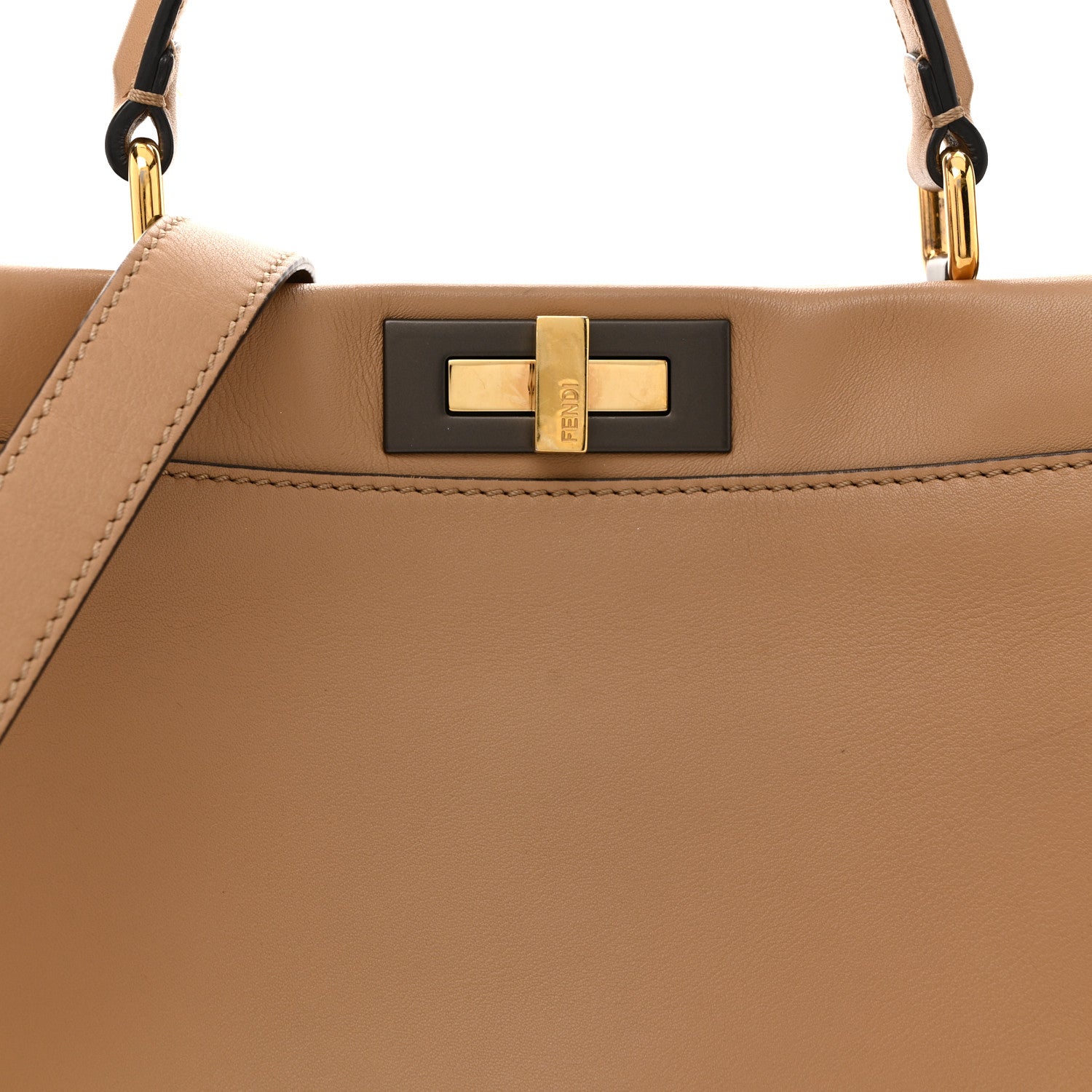 Fendi Vitello Seta Medium Peekaboo Iconic Satchel Cuoio 9 of 13