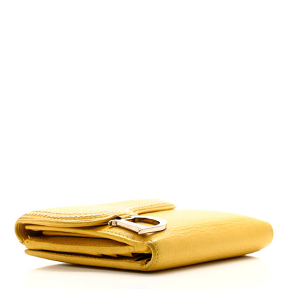 Christian Dior Goatskin Saddle Compact Wallet Yellow 4 of 14