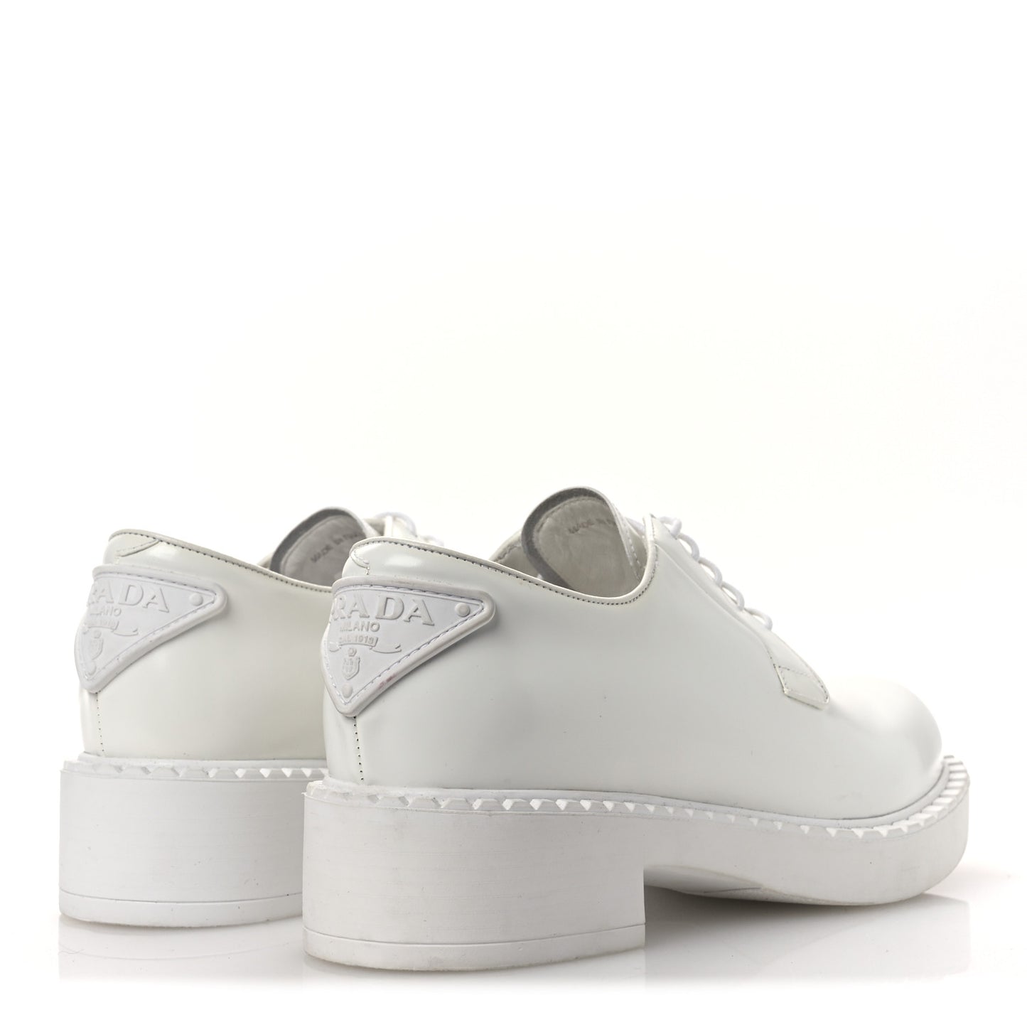 Spazzolato Calzature Donna Triangle Logo 50mm Derby Loafers 36.5 White