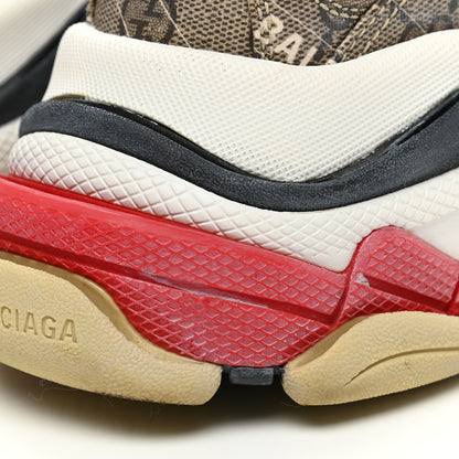 Balenciaga X GUCCI GG Supreme Monogram Allover Logo Womens Triple S Sneakers 38 Beige Ebony Mystic White 10 of 11