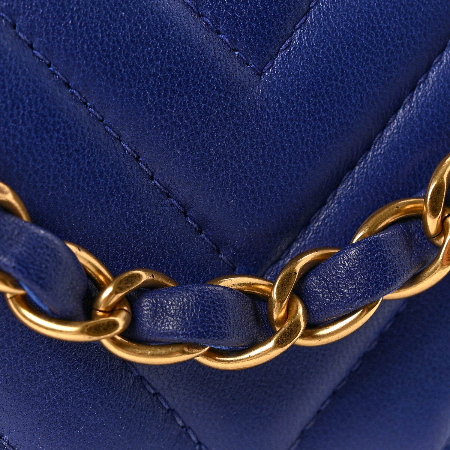 Chanel Lambskin Chevron Quilted Mini Rectangular Flap Blue 12 of 13