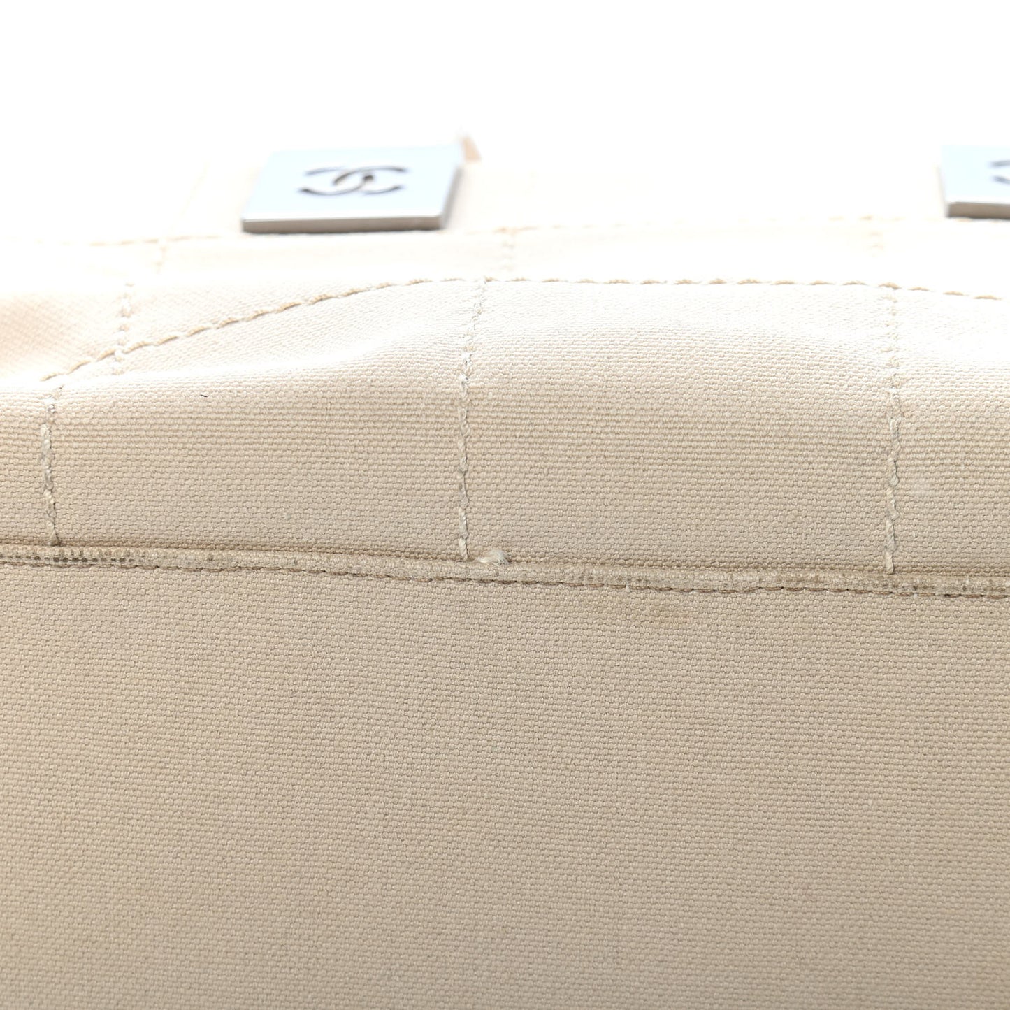 Canvas Square Stitched CC Tote Bag Beige