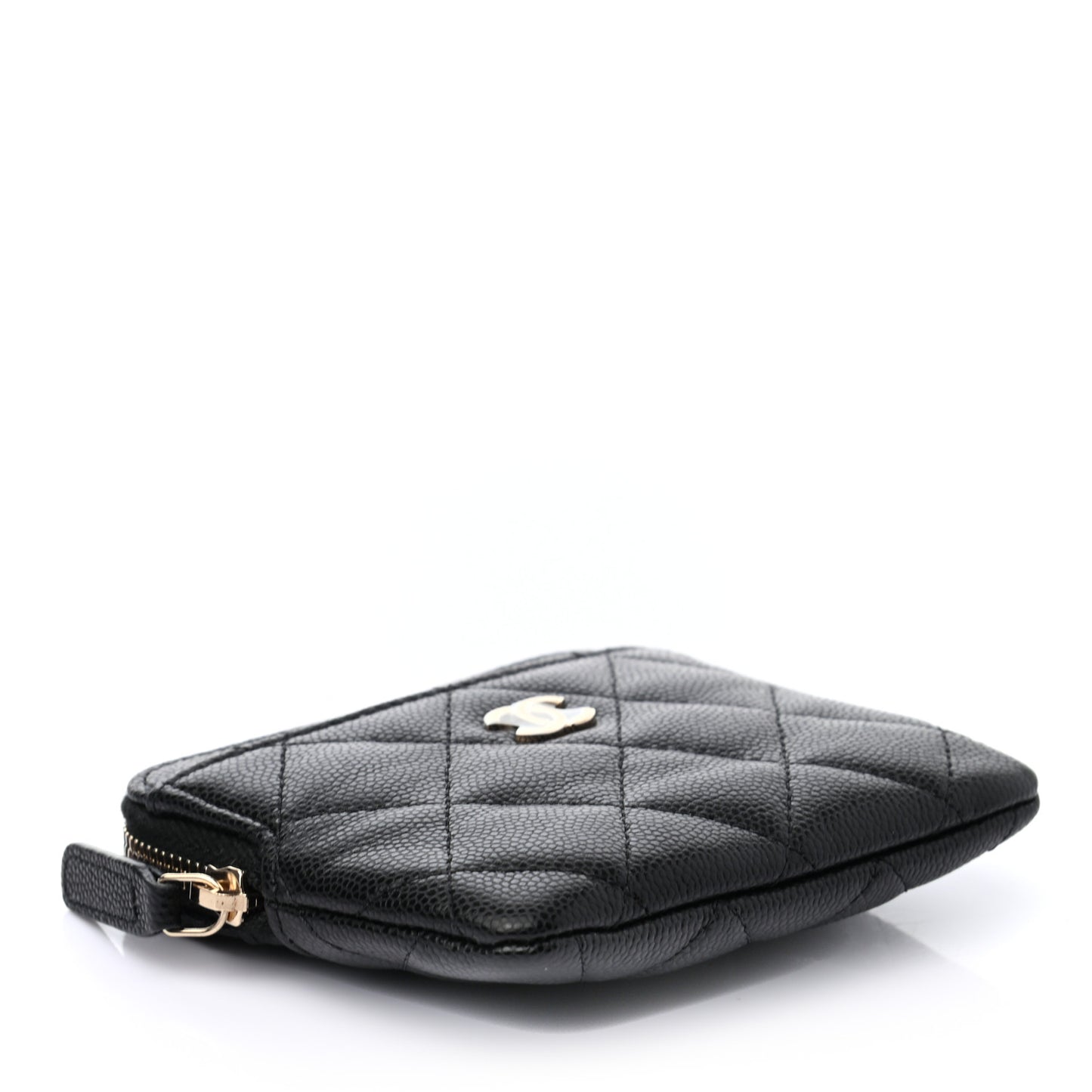 Caviar Quilted Zip Card Holder Wallet Black