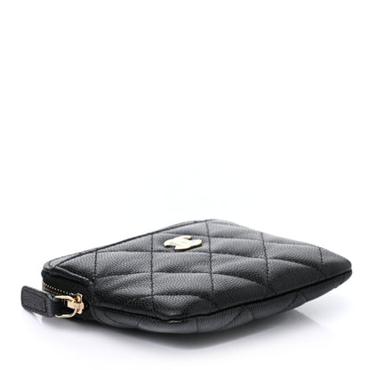 Chanel Caviar Quilted Zip Card Holder Wallet Black 4 of 7