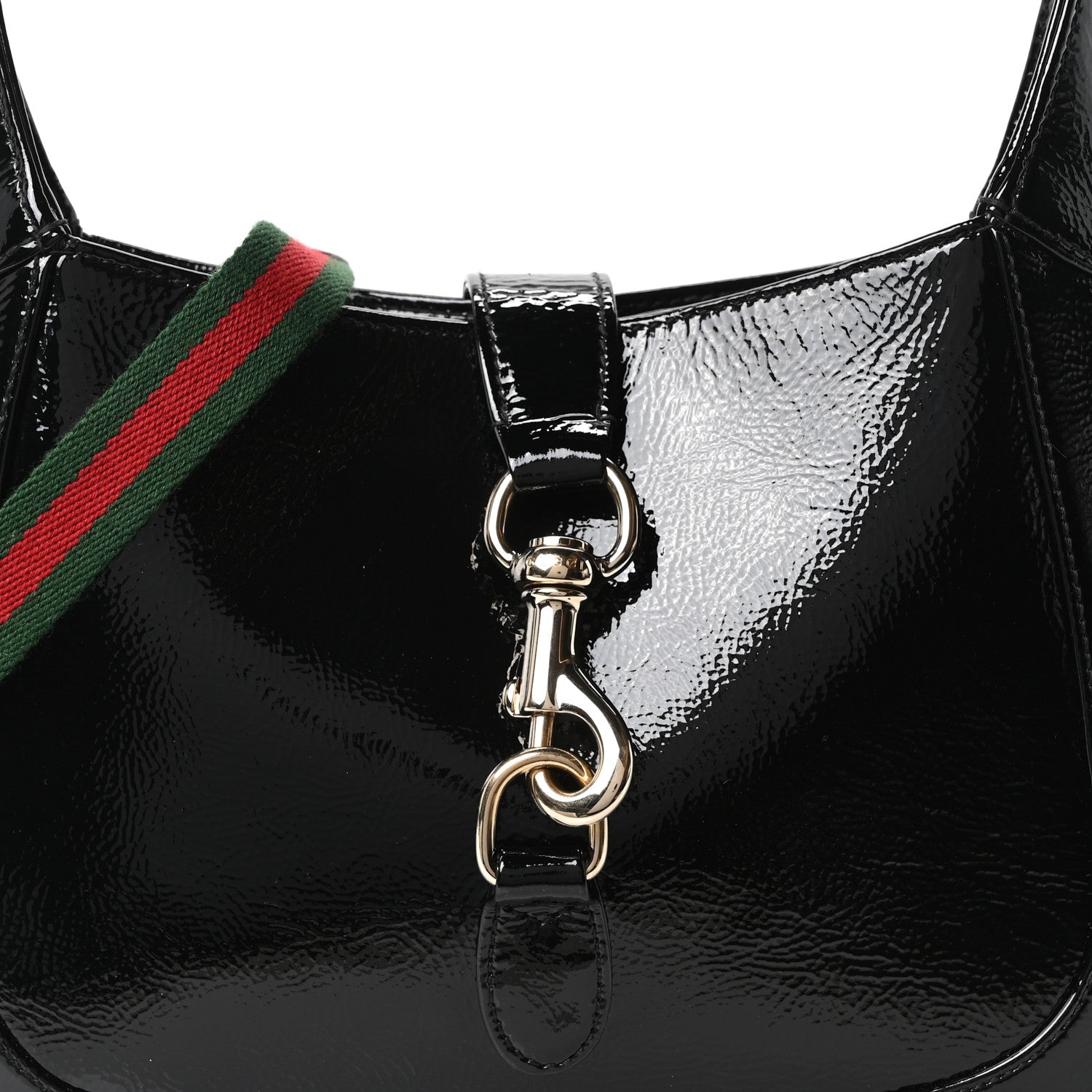 Gucci Patent Calfskin Small Jackie Shoulder Bag Black 8 of 11