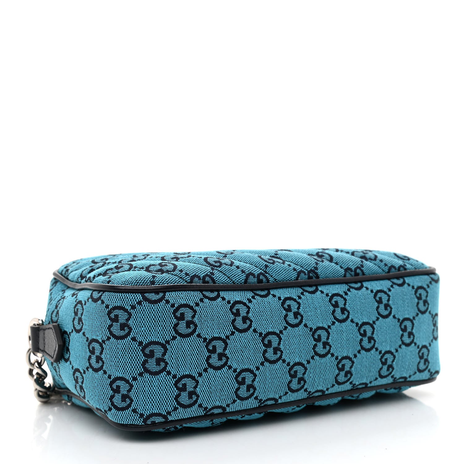 Gucci Monogram Multicolor Matelasse Diagonal Small GG Marmont Chain Shoulder Bag Light Blue 4 of 8