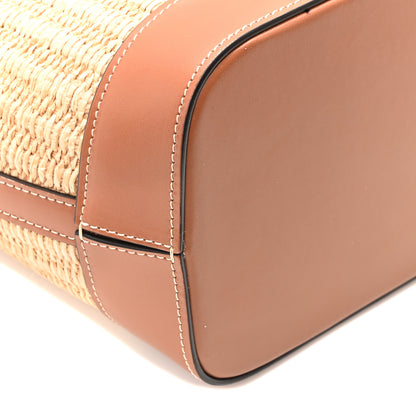 Celine Raffia Calfskin Cuir Triomphe Bucket Bag Natural Tan 10 of 11