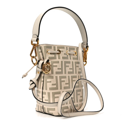 Fendi Vitello Liberty F is Fendi Bi-Color FF 1974 Embossed Mini Mon Tresor Bucket Bag Camelia Mandorlo 3 of 10