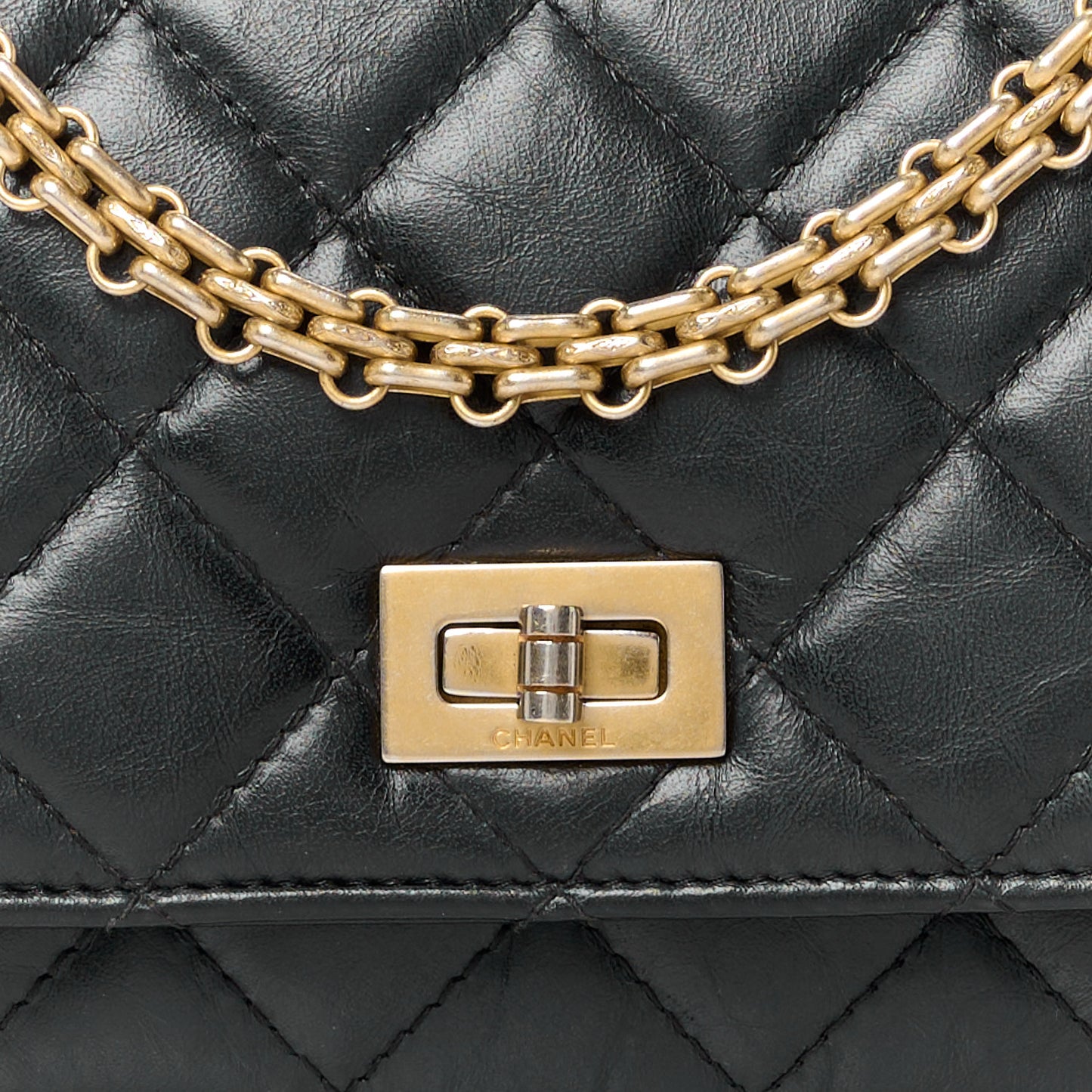 Aged Calfskin Quilted Reissue Wallet On Chain WOC Black