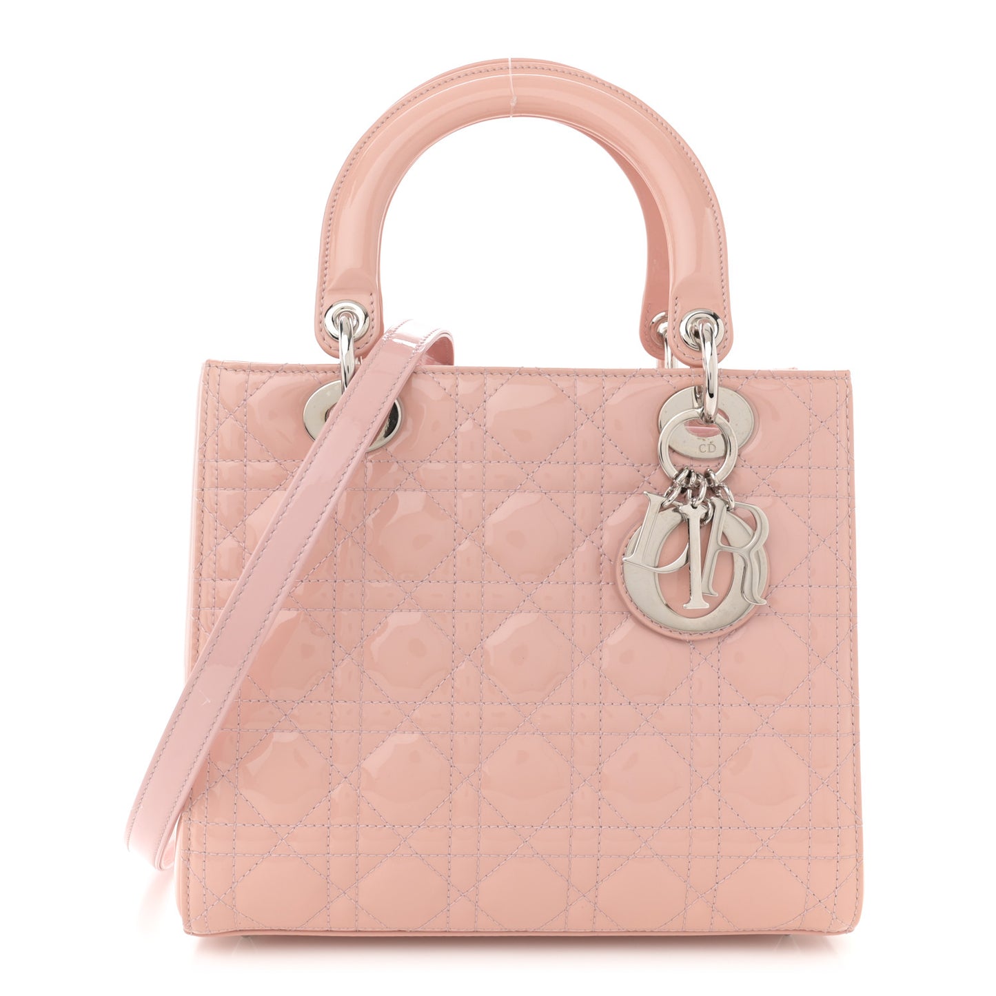 Patent Cannage Medium Lady Dior Rose Clair