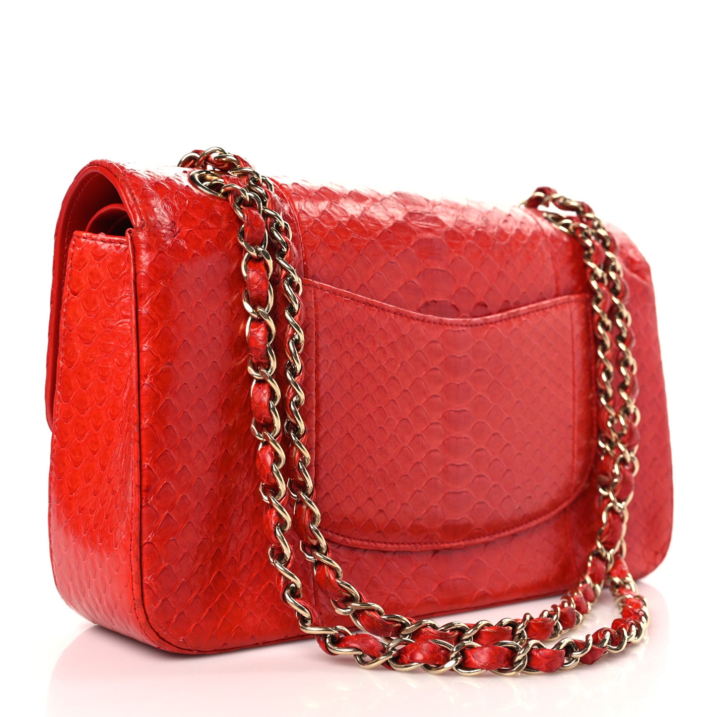 Snakeskin Medium Double Flap Red