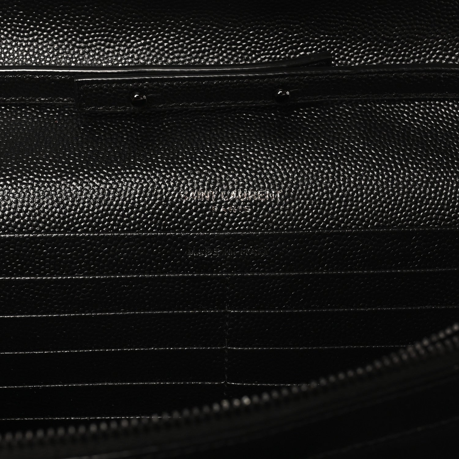 Saint Laurent Grain De Poudre Matelasse Chevron Monogram Monochrome Chain Wallet Black 6 of 9