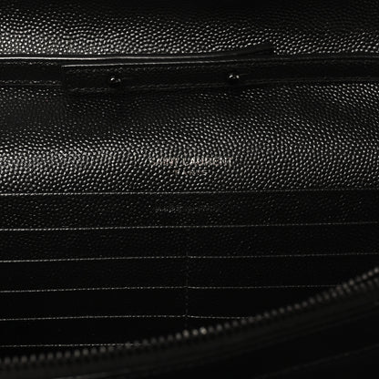 Saint Laurent Grain De Poudre Matelasse Chevron Monogram Monochrome Chain Wallet Black 6 of 9