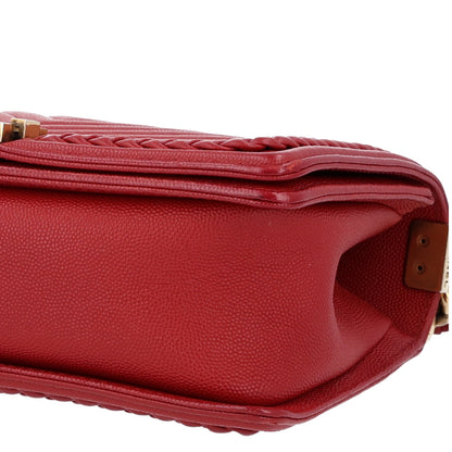 Chanel Caviar Chevron Quilted Braided Medium Boy Flap Red 10 of 10