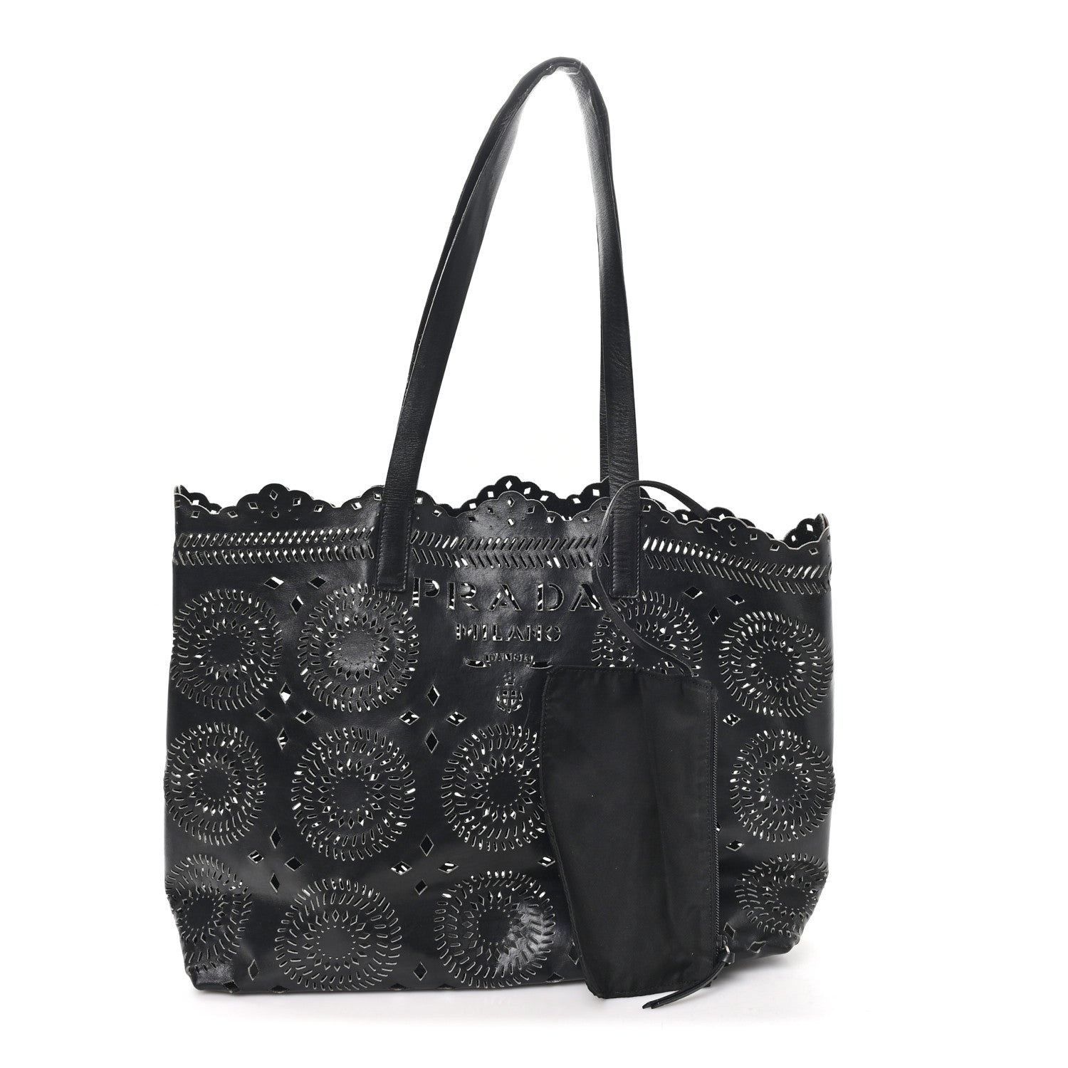 Prada City Calf Laser Cut Tote Black 3 of 12
