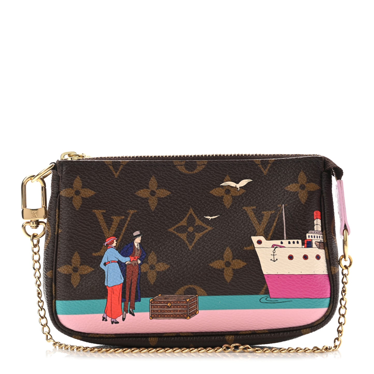 Monogram 2016 Christmas Animation Mini Pochette Accessories Rose Ballerine