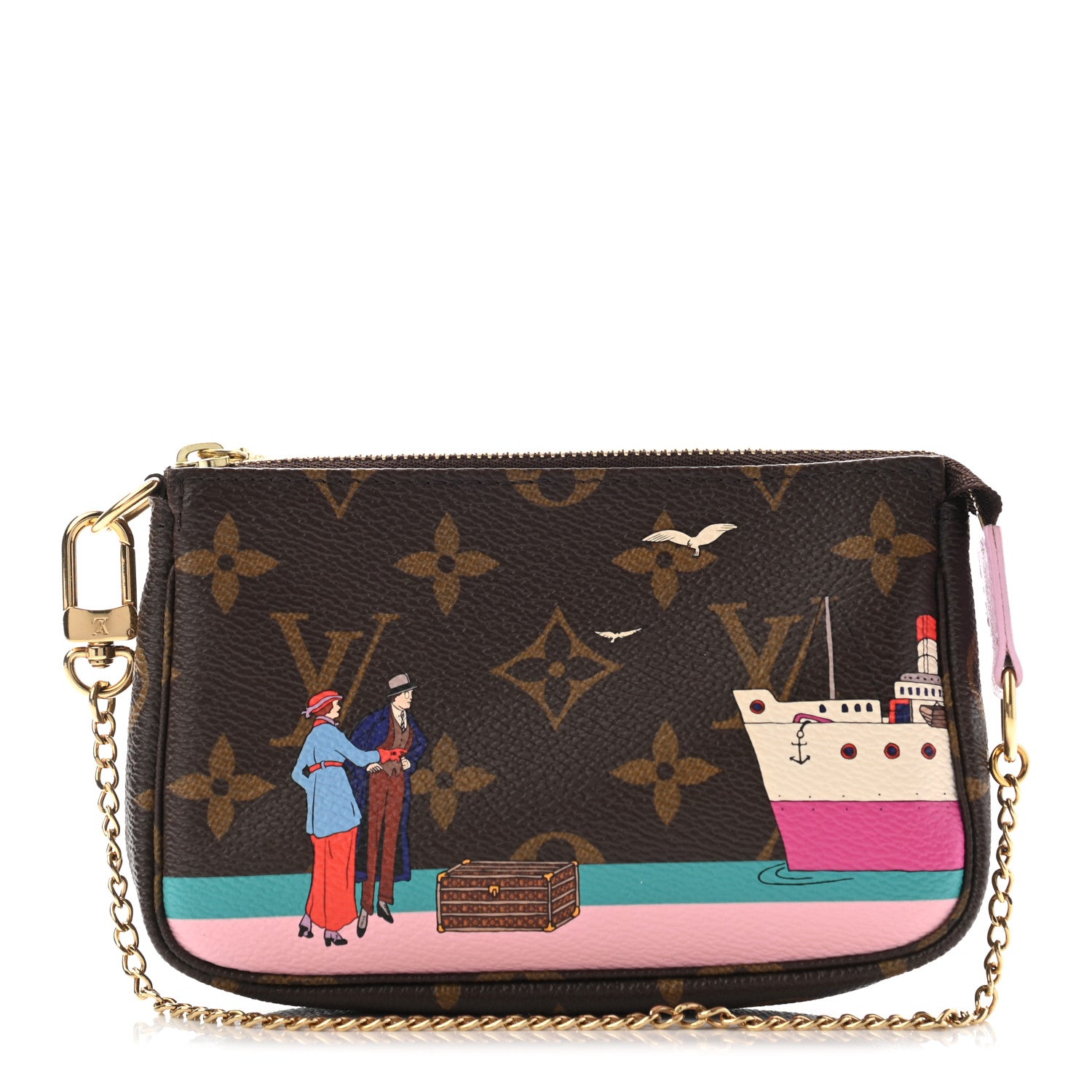 Louis Vuitton Monogram 2016 Christmas Animation Mini Pochette Accessories Rose Ballerine 1 of 7