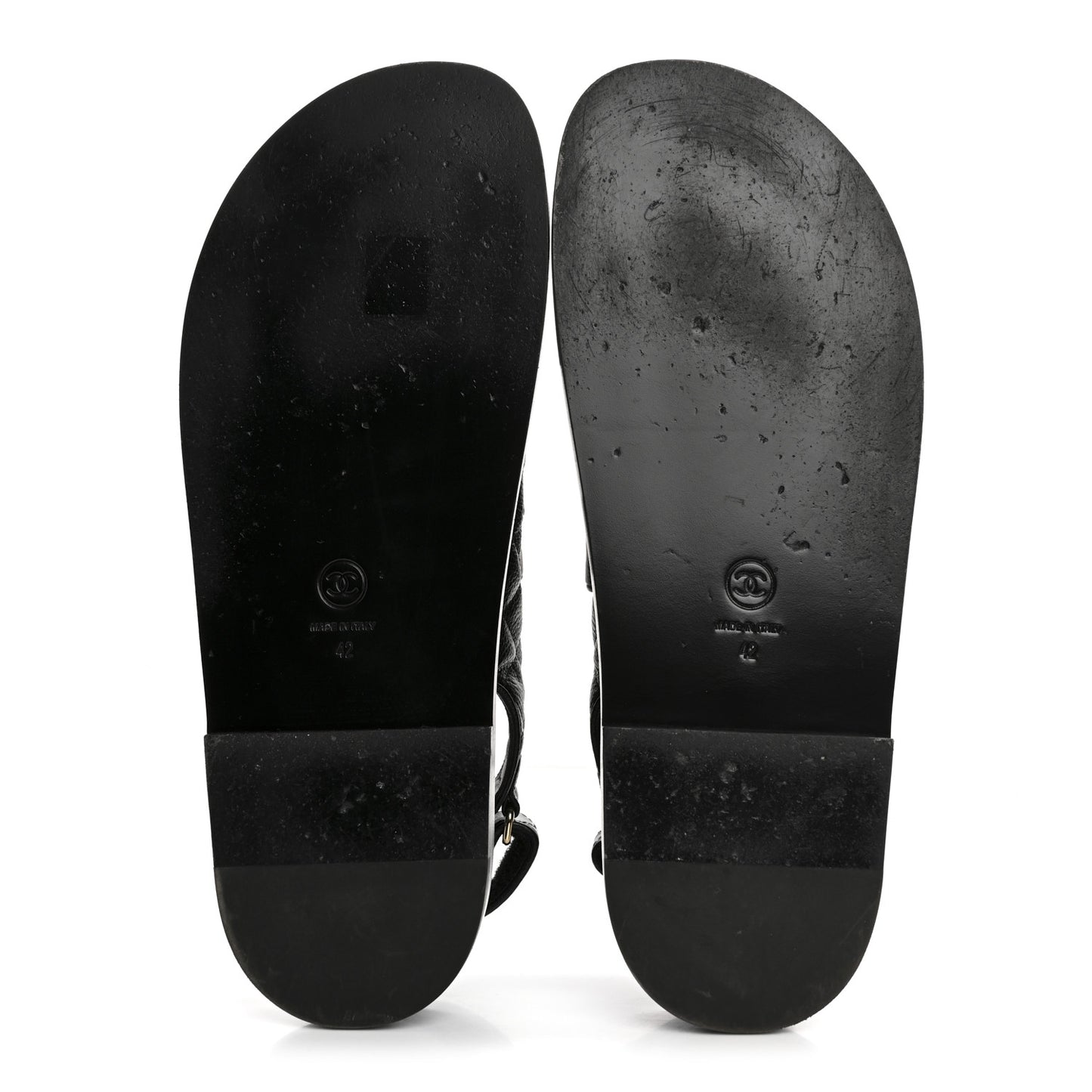 Grained Calfskin Velcro Dad Sandals 42 Black
