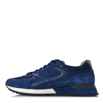 Louis Vuitton Calfskin Suede Damier Run Away Sneakers 10 Blue 1 of 8