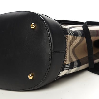 Burberry Prorsum Suede House Check Fringe Bucket Bag Black 8 of 9