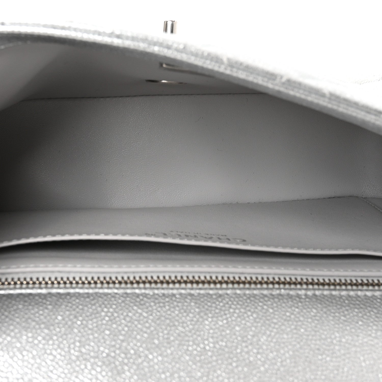 Chanel Metallic Caviar Quilted Medium CC Slide Flap Silver Silver 5 of 11