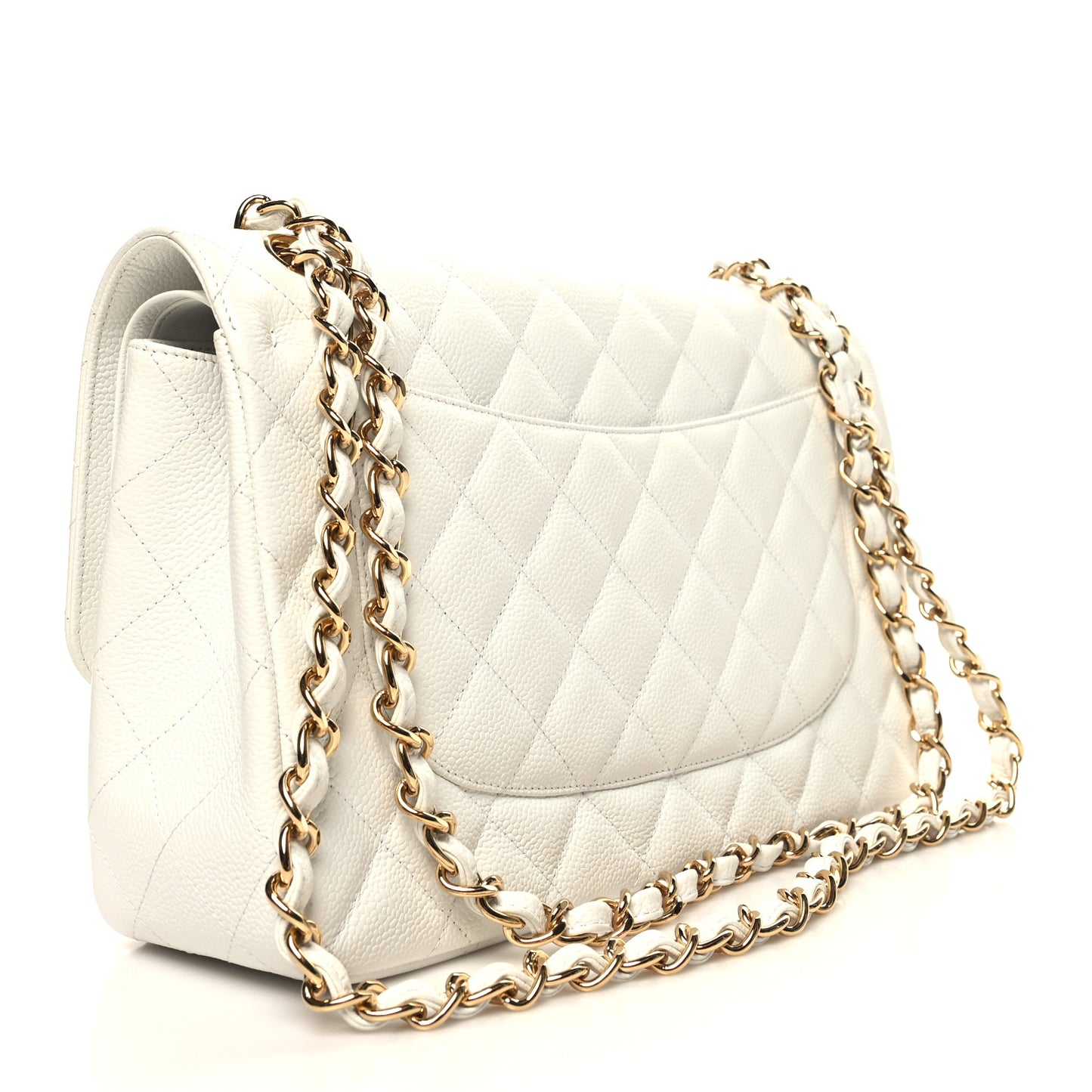 Caviar Quilted Jumbo Double Flap White