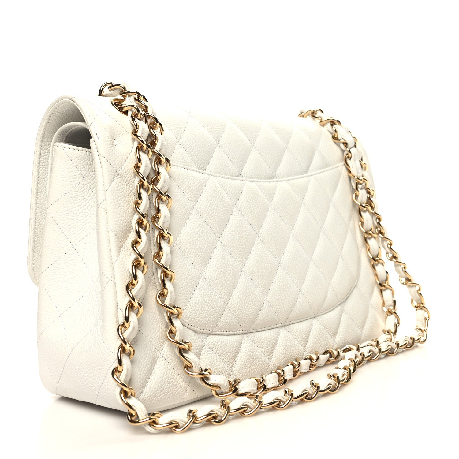 Chanel Caviar Quilted Jumbo Double Flap White 3 of 10