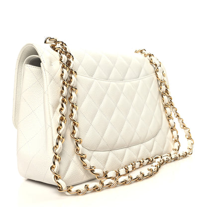 Chanel Caviar Quilted Jumbo Double Flap White 3 of 10