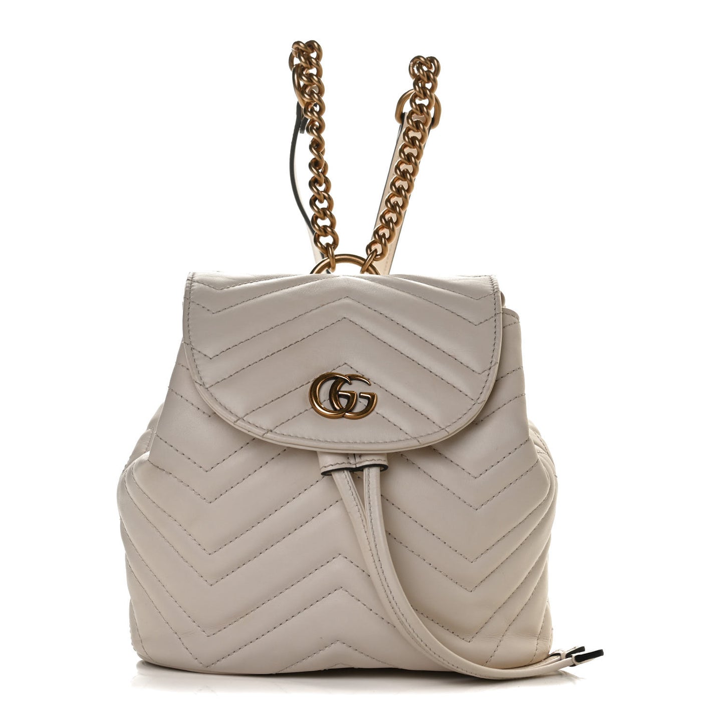 Calfskin Matelasse GG Marmont Flap Backpack White