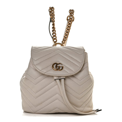 Gucci Calfskin Matelasse GG Marmont Flap Backpack White 1 of 13
