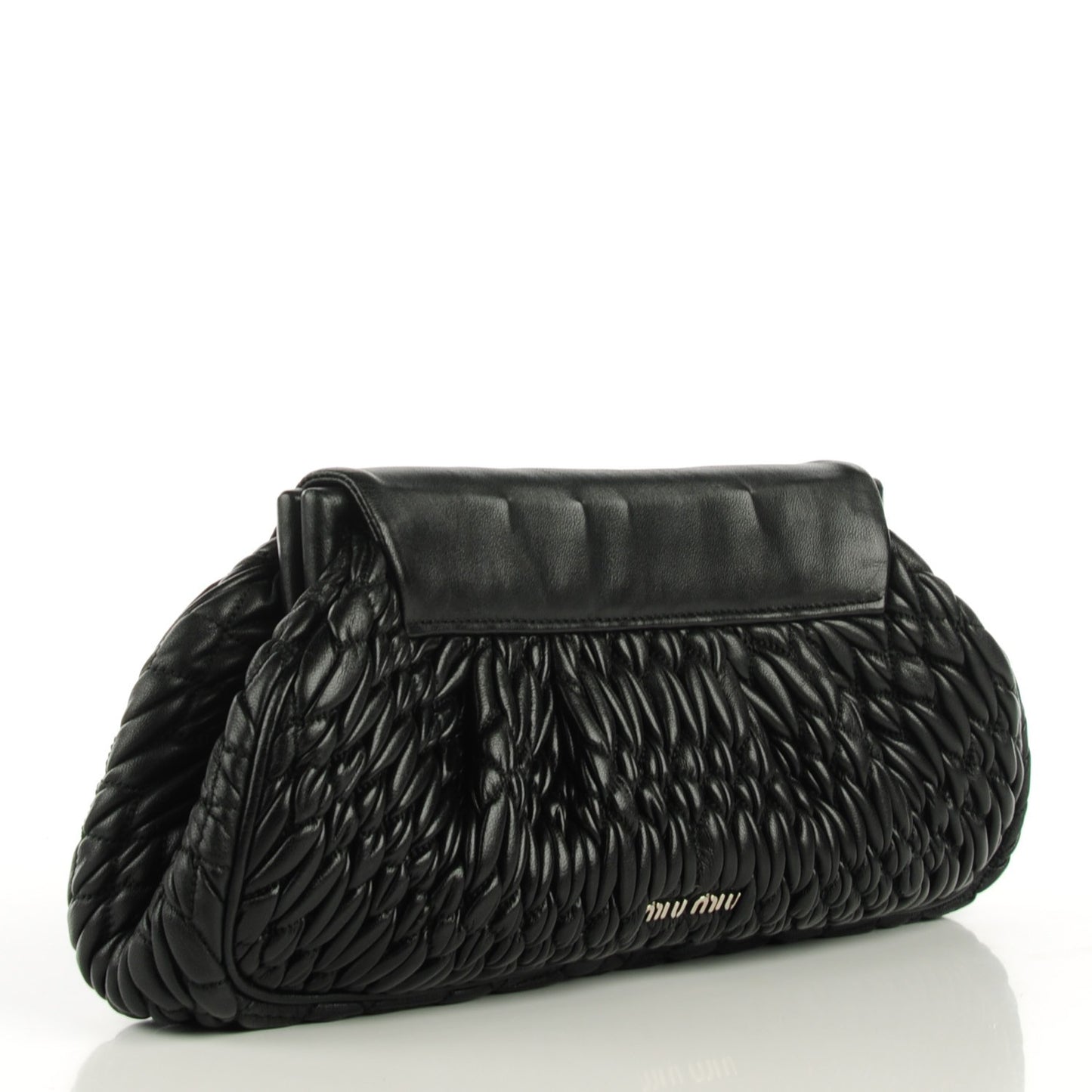 Nappa Matelasse Crystal Flap Clutch Black