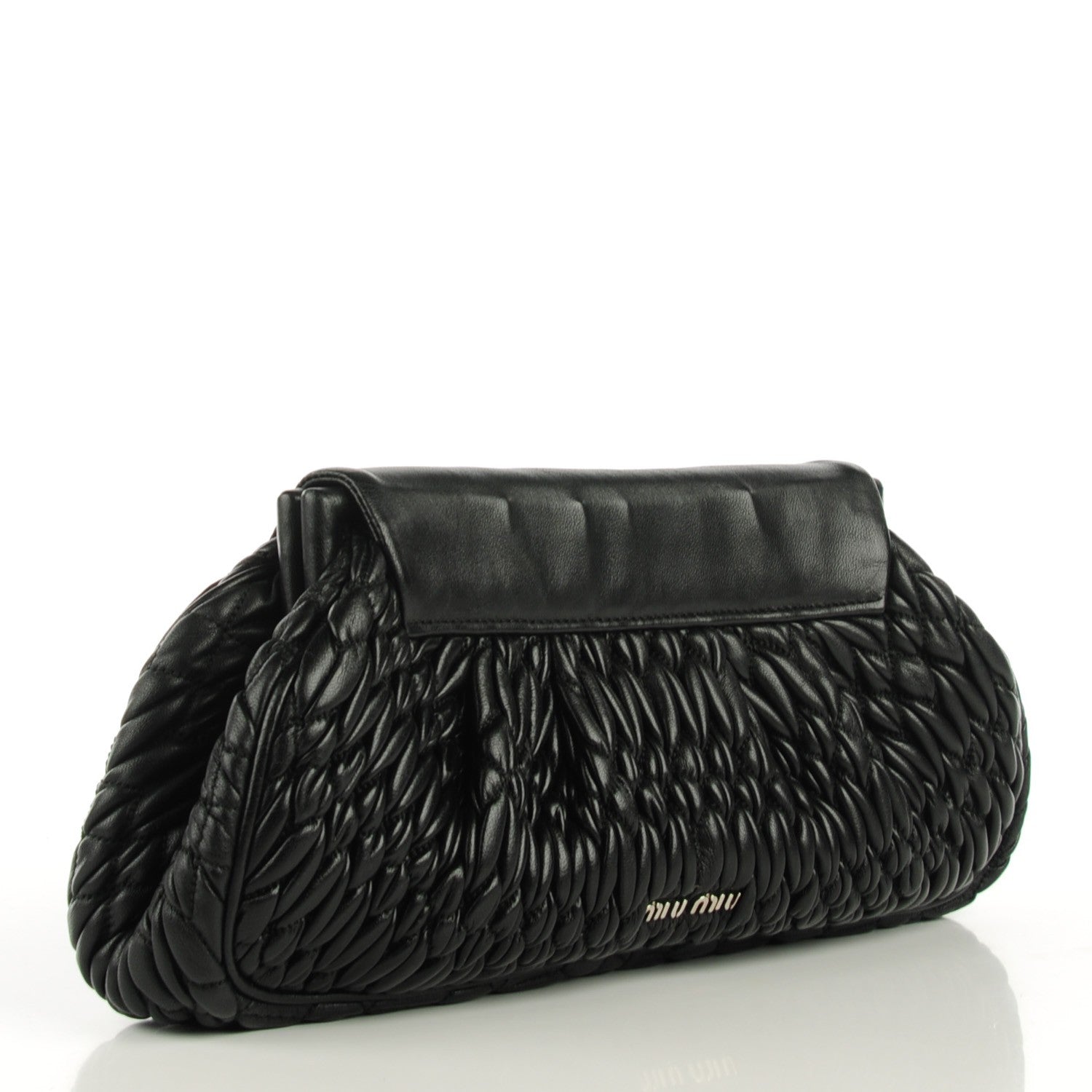 Miu Miu Nappa Matelasse Crystal Flap Clutch Black 3 of 8