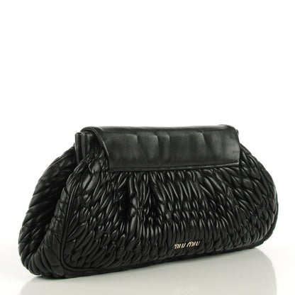 Miu Miu Nappa Matelasse Crystal Flap Clutch Black 3 of 8