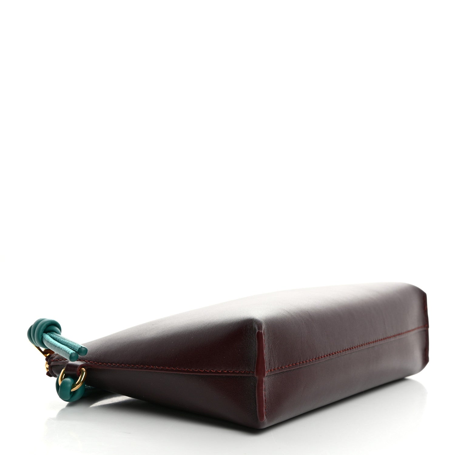 Loewe Shiny Nappa Calfskin Flamenco Knot Pouch Burgundy Emerald 4 of 7