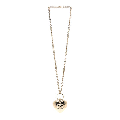 Chanel Metal CC Heart Locket Necklace Gold 3 of 6