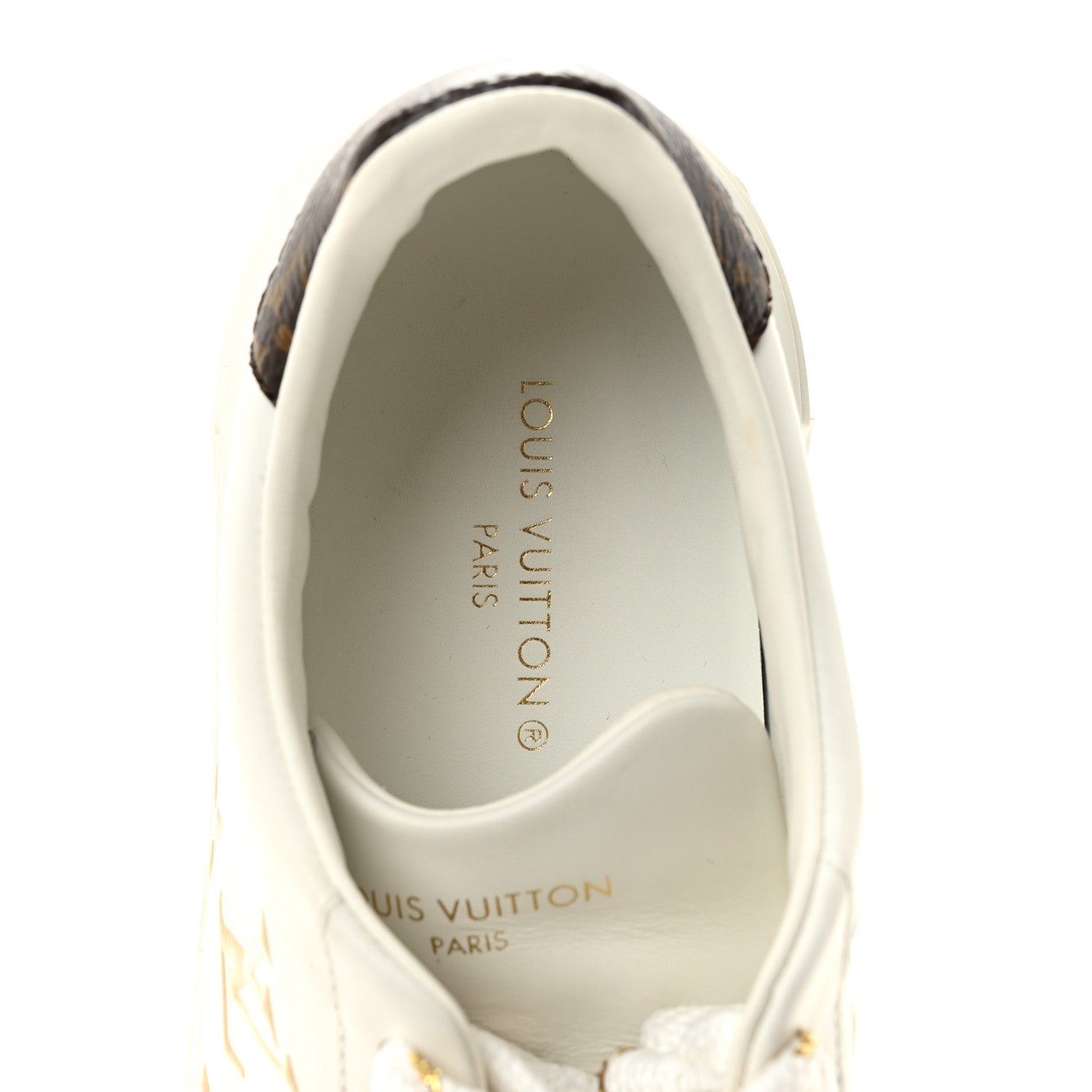Louis Vuitton Calfskin Monogram Debossed Time Out Sneakers 37 White Gold 7 of 11